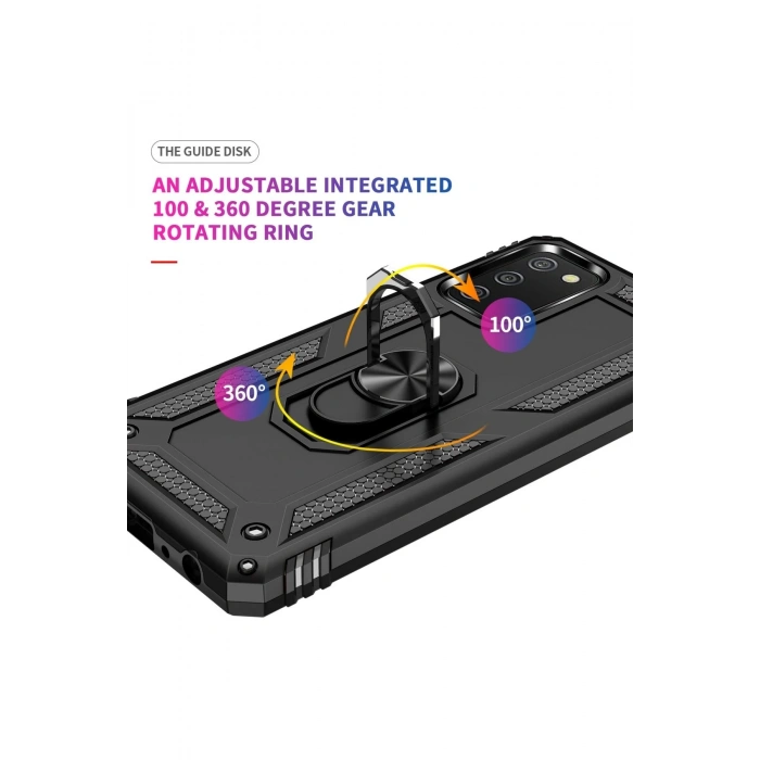 Samsung Galaxy A02S Kılıf Sofya Yüzüklü Silikon Kapak - Siyah