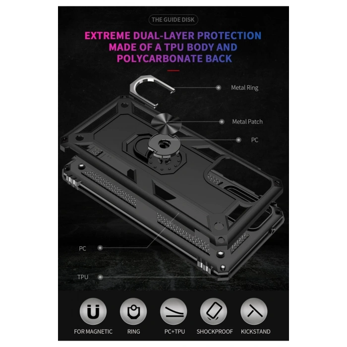 Samsung Galaxy A02S Kılıf Sofya Yüzüklü Silikon Kapak - Siyah