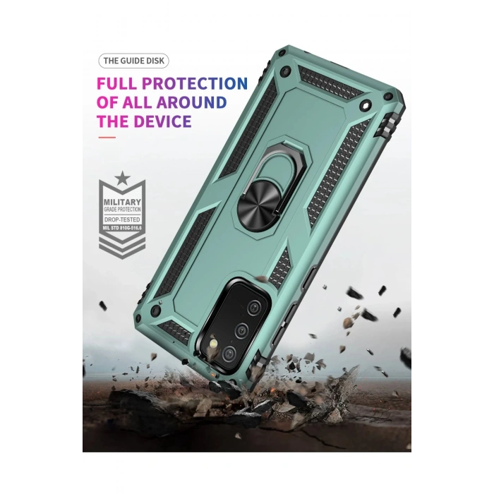 Samsung Galaxy A02S Kılıf Sofya Yüzüklü Silikon Kapak - Yeşil