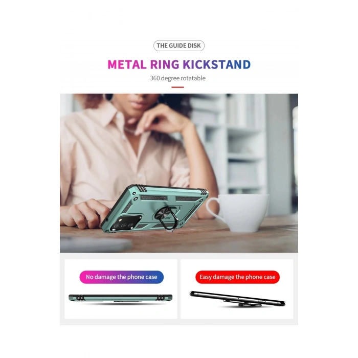 Samsung Galaxy A02S Kılıf Sofya Yüzüklü Silikon Kapak - Yeşil