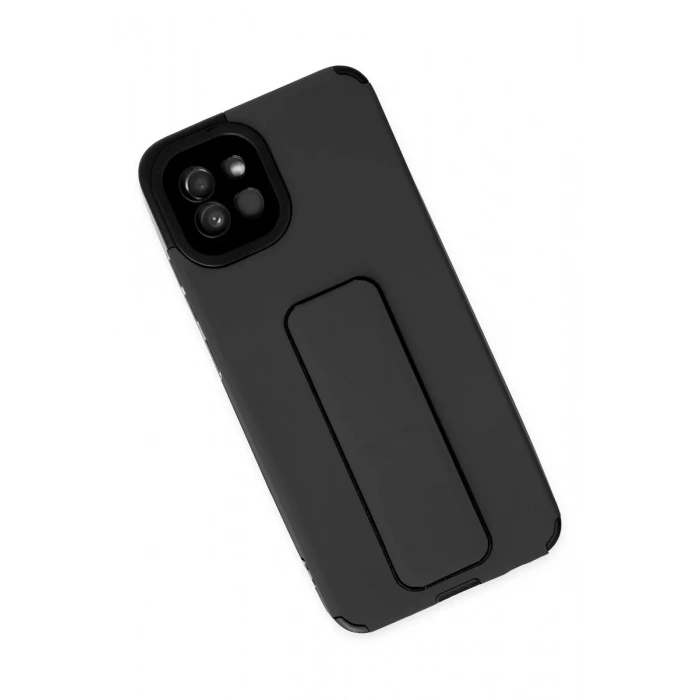 Samsung Galaxy A03 Kılıf Mega Standlı Silikon - Siyah