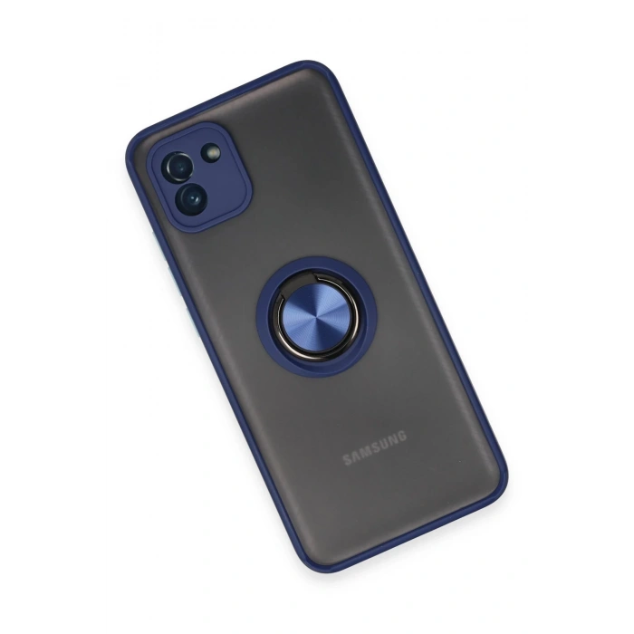 Samsung Galaxy A03 Kılıf Montreal Yüzüklü Silikon Kapak - Lacivert