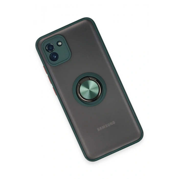 Samsung Galaxy A03 Kılıf Montreal Yüzüklü Silikon Kapak - Yeşil
