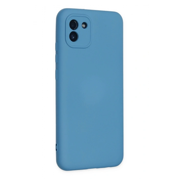 Samsung Galaxy A03 Kılıf Nano içi Kadife Silikon - Mavi