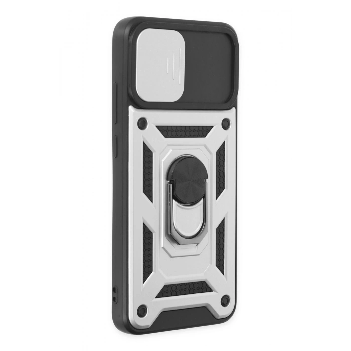 Samsung Galaxy A03 Kılıf Pars Lens Yüzüklü Silikon - Gümüş