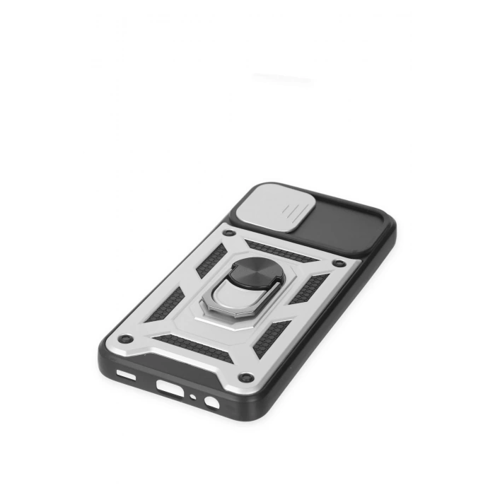 Samsung Galaxy A03 Kılıf Pars Lens Yüzüklü Silikon - Gümüş