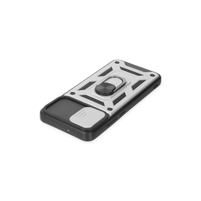 Samsung Galaxy A03 Kılıf Pars Lens Yüzüklü Silikon - Gümüş