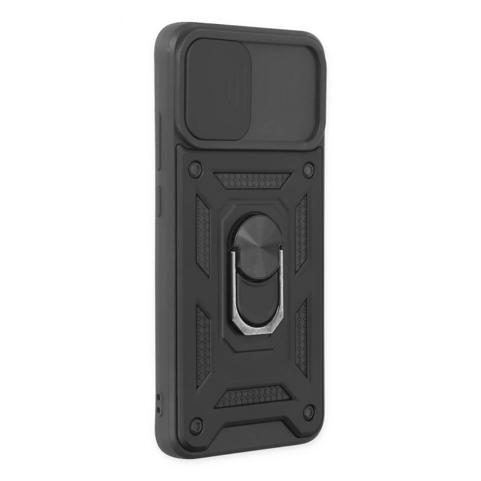 Samsung Galaxy A03 Kılıf Pars Lens Yüzüklü Silikon - Siyah