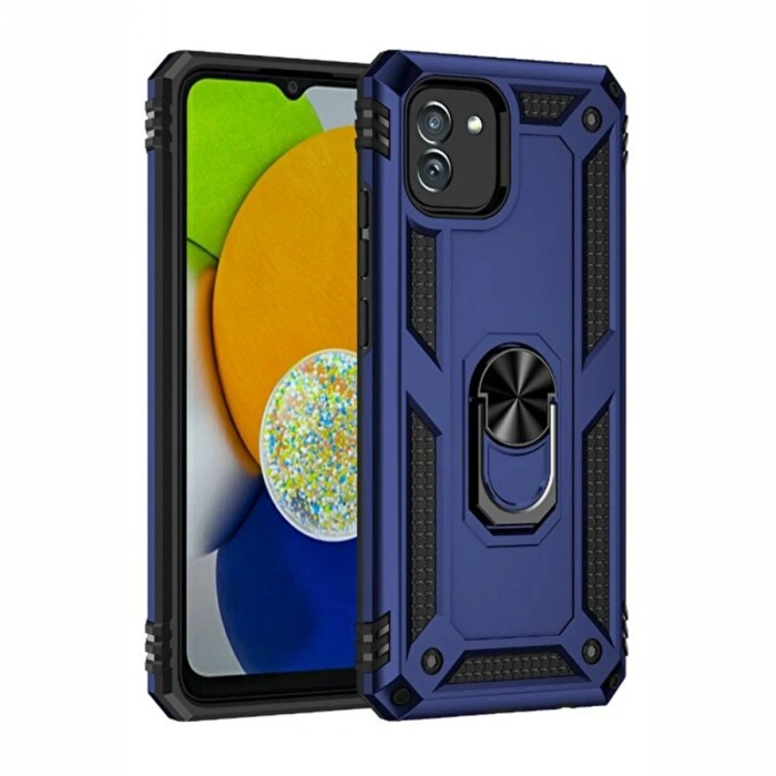 Samsung Galaxy A03 Kılıf Sofya Yüzüklü Silikon Kapak - Lacivert