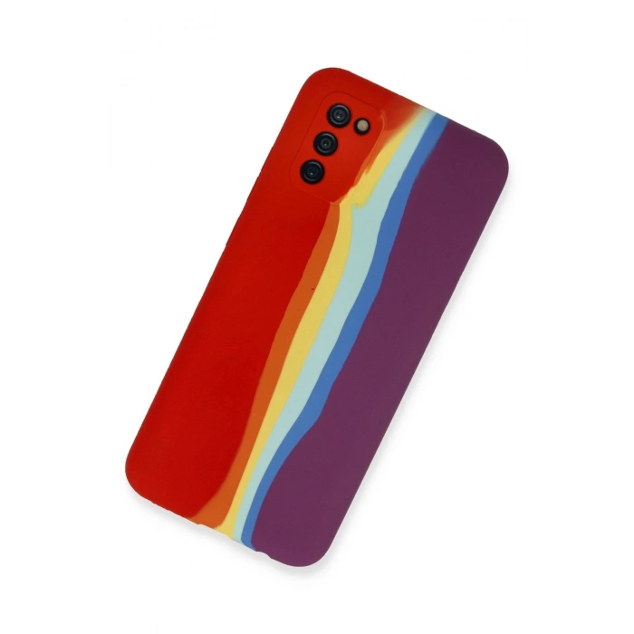Samsung Galaxy A03S Kılıf Ebruli Lansman Silikon - Kırmızı-Mor