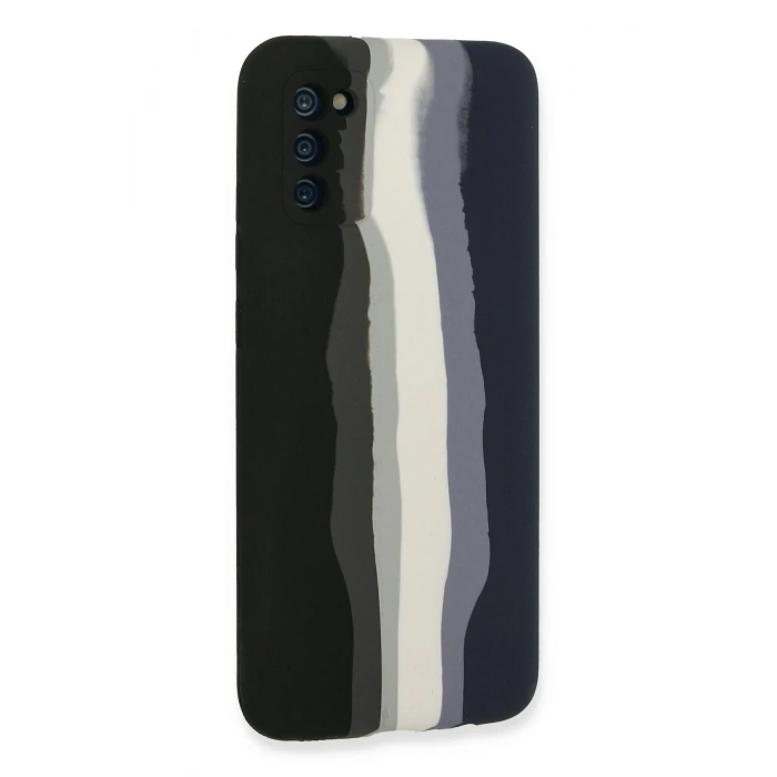 Samsung Galaxy A03S Kılıf Ebruli Lansman Silikon - Siyah-Lacivert