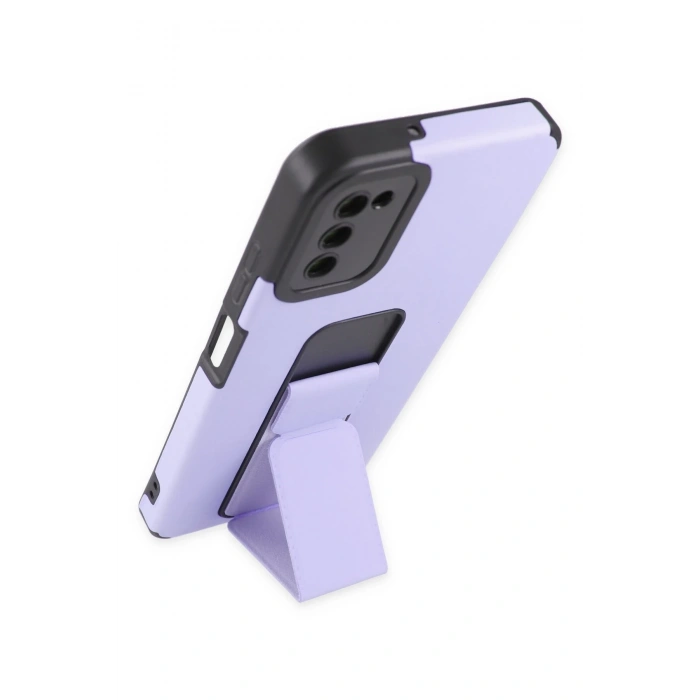 Samsung Galaxy A03S Kılıf Mega Standlı Silikon - Lila