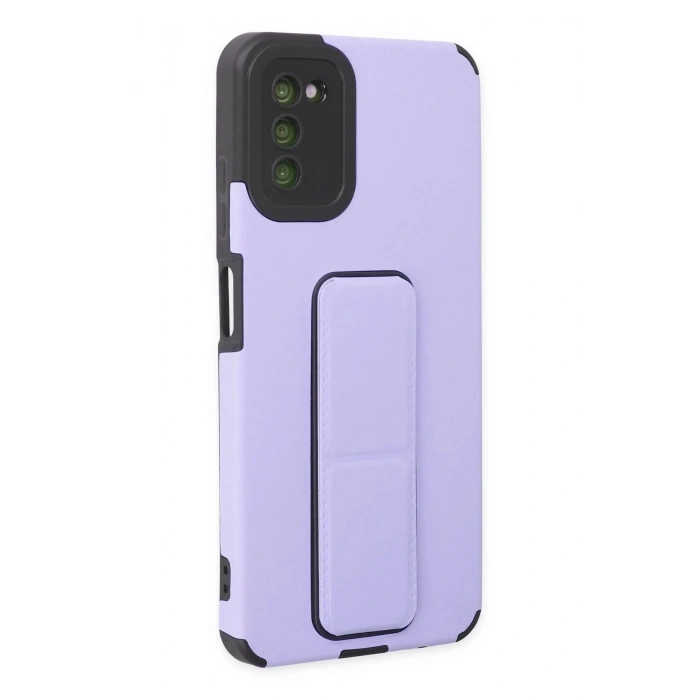 Samsung Galaxy A03S Kılıf Mega Standlı Silikon - Lila