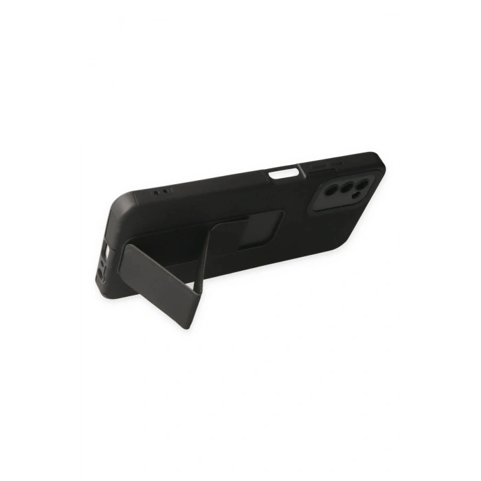 Samsung Galaxy A03S Kılıf Mega Standlı Silikon - Siyah