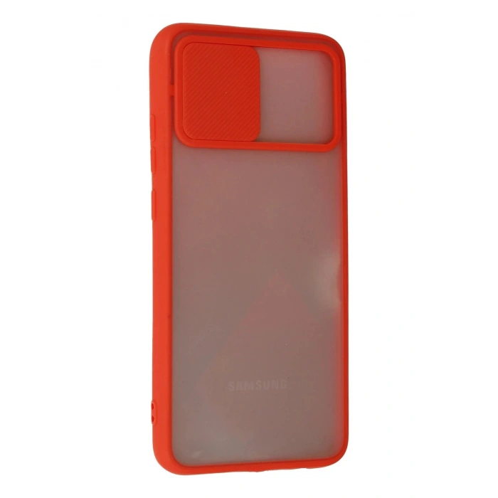 Samsung Galaxy A03S Kılıf Palm Buzlu Kamera Sürgülü Silikon - Kırmızı