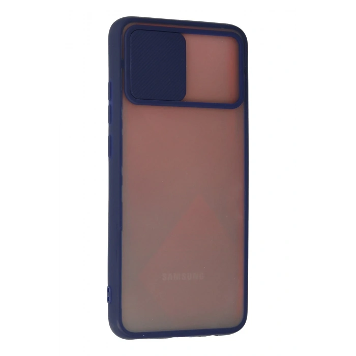 Samsung Galaxy A03S Kılıf Palm Buzlu Kamera Sürgülü Silikon - Lacivert
