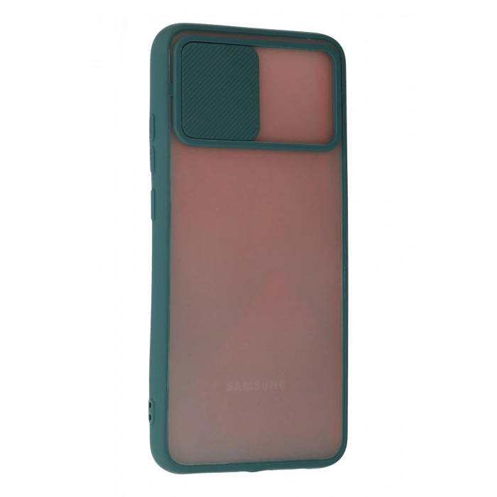Samsung Galaxy A03S Kılıf Palm Buzlu Kamera Sürgülü Silikon - Yeşil