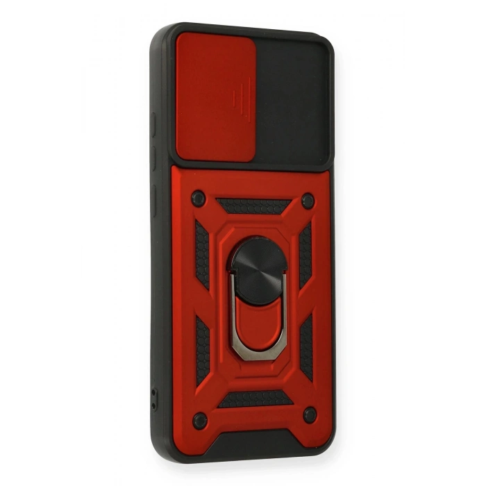 Samsung Galaxy A03S Kılıf Pars Lens Yüzüklü Silikon - Kırmızı