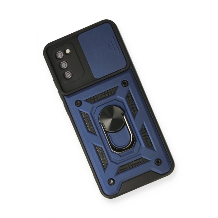 Samsung Galaxy A03S Kılıf Pars Lens Yüzüklü Silikon - Lacivert