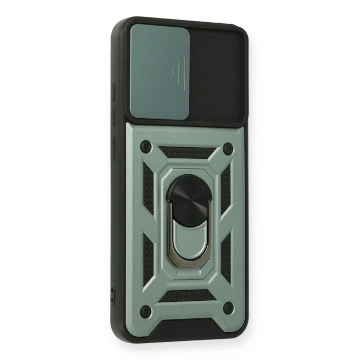 Samsung Galaxy A03S Kılıf Pars Lens Yüzüklü Silikon - Yeşil