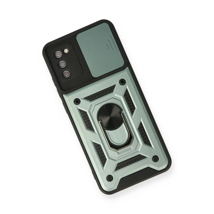 Samsung Galaxy A03S Kılıf Pars Lens Yüzüklü Silikon - Yeşil