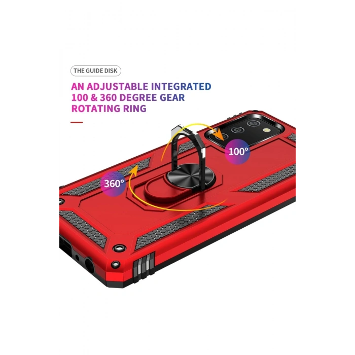 Samsung Galaxy A03S Kılıf Sofya Yüzüklü Silikon Kapak - Kırmızı