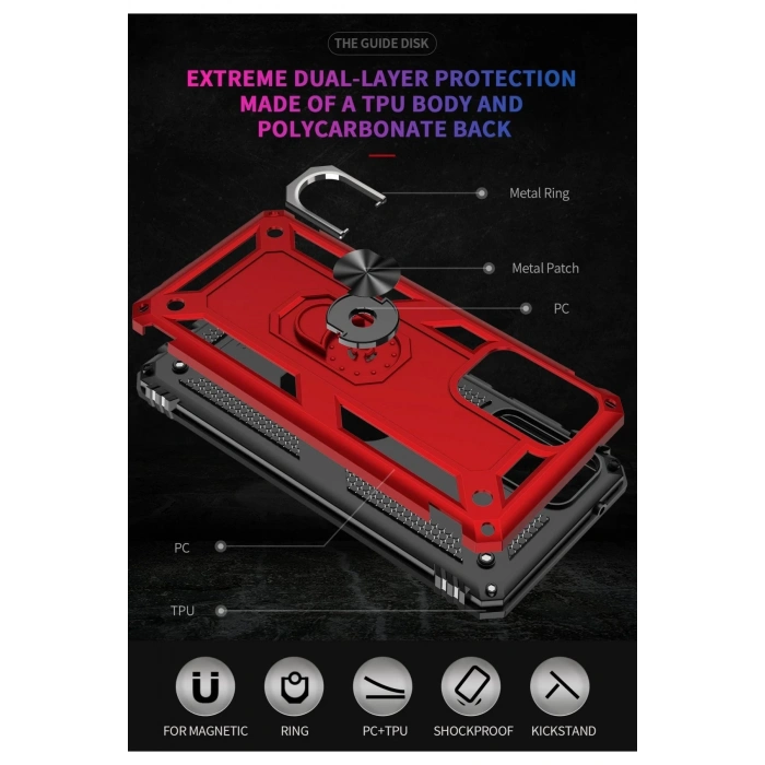 Samsung Galaxy A03S Kılıf Sofya Yüzüklü Silikon Kapak - Kırmızı