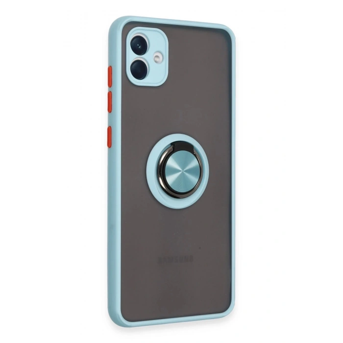 Samsung Galaxy A04 Kılıf Montreal Yüzüklü Silikon Kapak - Buz Mavi