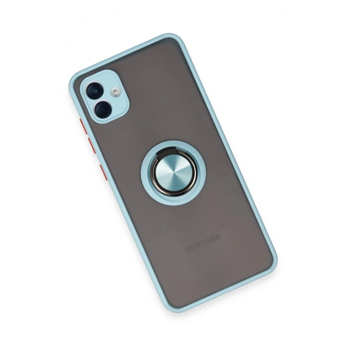 Samsung Galaxy A04 Kılıf Montreal Yüzüklü Silikon Kapak - Buz Mavi