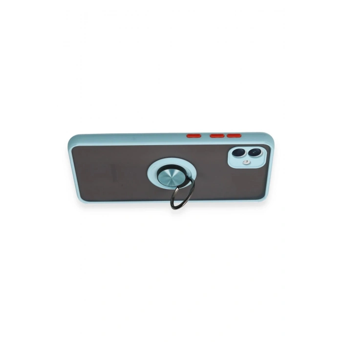 Samsung Galaxy A04 Kılıf Montreal Yüzüklü Silikon Kapak - Buz Mavi