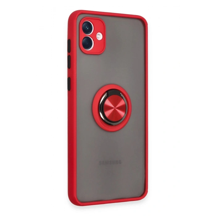 Samsung Galaxy A04 Kılıf Montreal Yüzüklü Silikon Kapak - Kırmızı