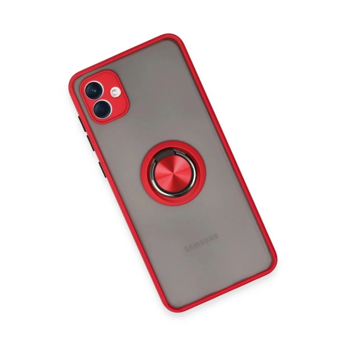 Samsung Galaxy A04 Kılıf Montreal Yüzüklü Silikon Kapak - Kırmızı