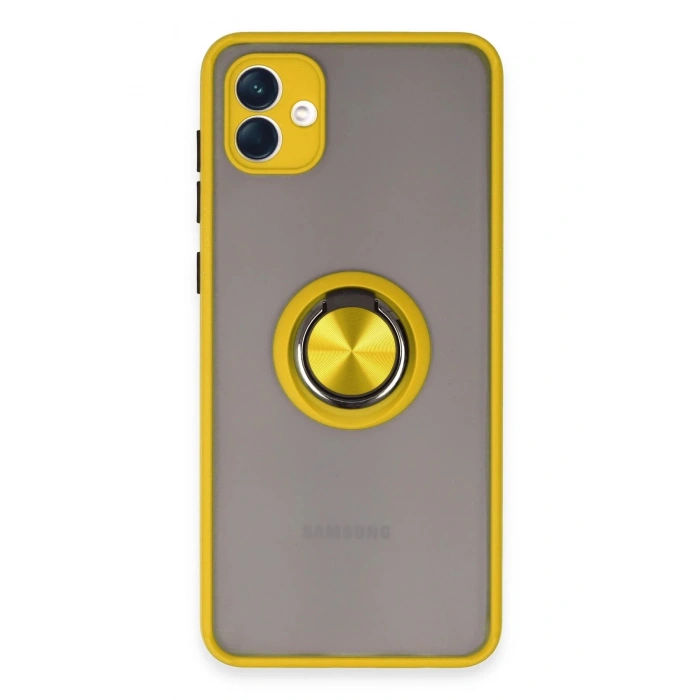 Samsung Galaxy A04 Kılıf Montreal Yüzüklü Silikon Kapak - Sarı