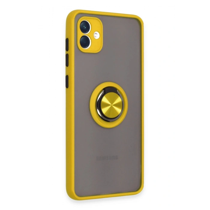 Samsung Galaxy A04 Kılıf Montreal Yüzüklü Silikon Kapak - Sarı
