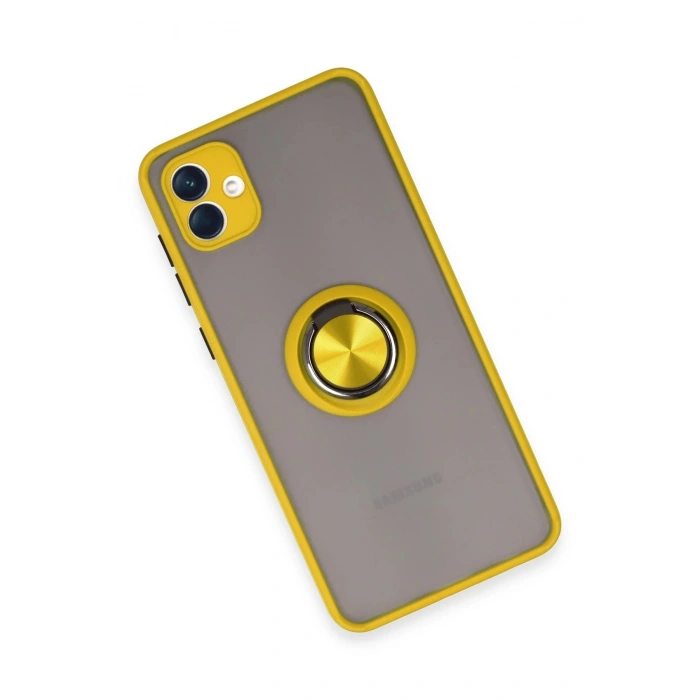 Samsung Galaxy A04 Kılıf Montreal Yüzüklü Silikon Kapak - Sarı
