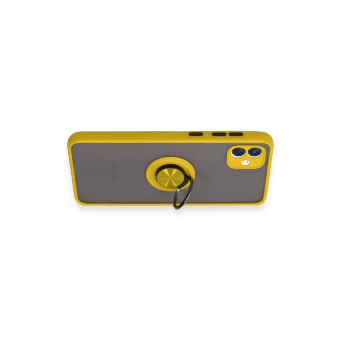 Samsung Galaxy A04 Kılıf Montreal Yüzüklü Silikon Kapak - Sarı
