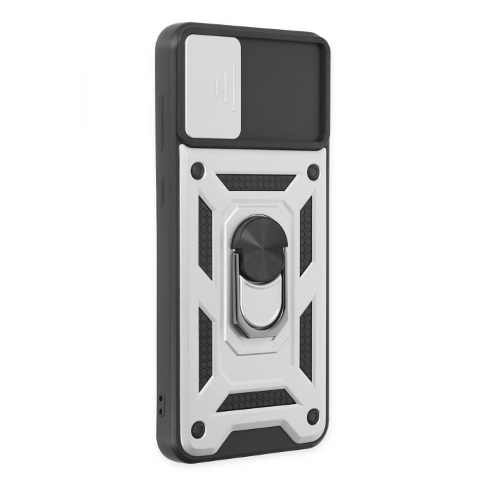 Samsung Galaxy A04 Kılıf Pars Lens Yüzüklü Silikon - Gümüş