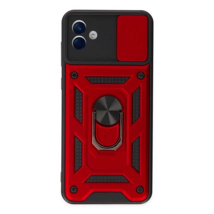 Samsung Galaxy A04 Kılıf Pars Lens Yüzüklü Silikon - Kırmızı