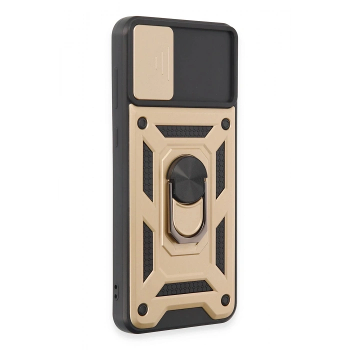 Samsung Galaxy A04E Kılıf Pars Lens Yüzüklü Silikon - Gold