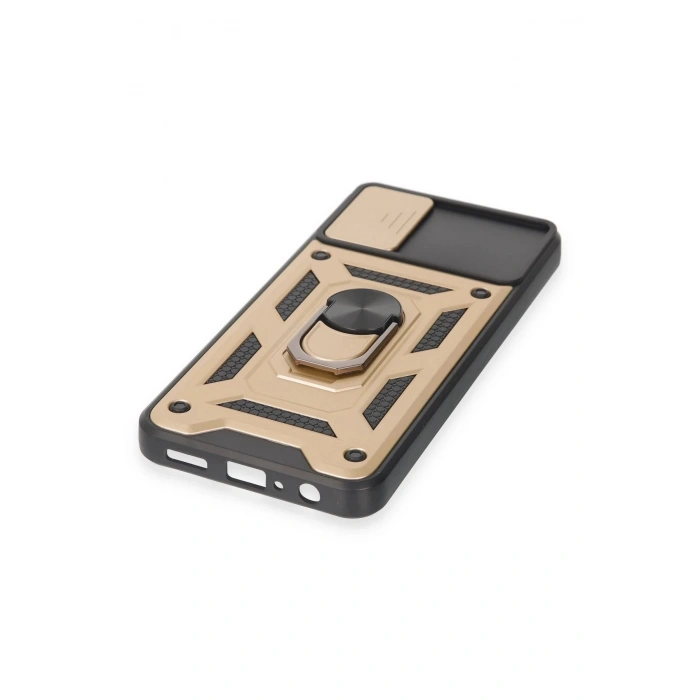 Samsung Galaxy A04E Kılıf Pars Lens Yüzüklü Silikon - Gold