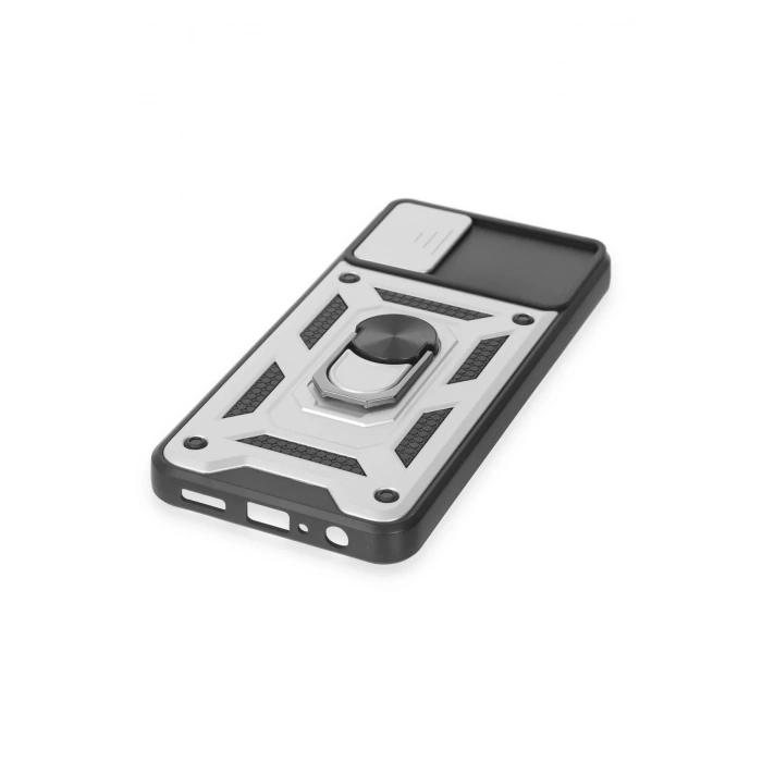 Samsung Galaxy A04E Kılıf Pars Lens Yüzüklü Silikon - Gümüş