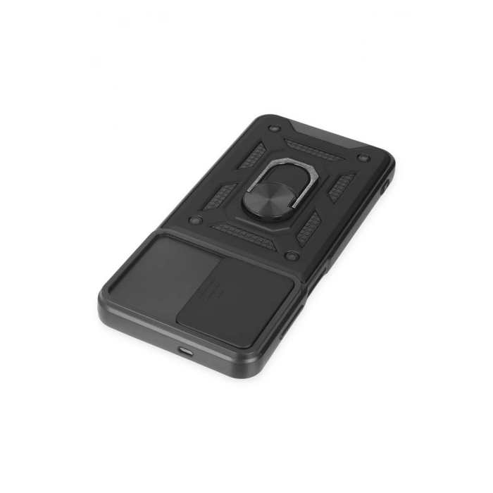 Samsung Galaxy A04S Kılıf Pars Lens Yüzüklü Silikon - Siyah