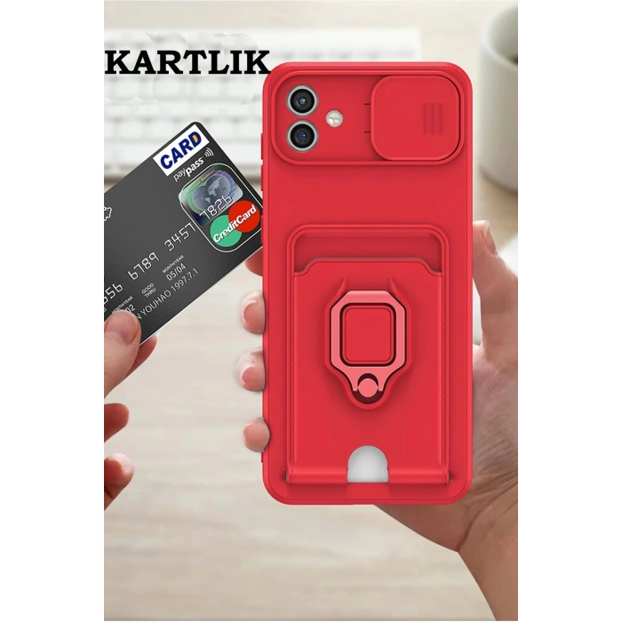 Samsung Galaxy A05 Kılıf Zuma Kartvizitli Yüzüklü Silikon - Lila