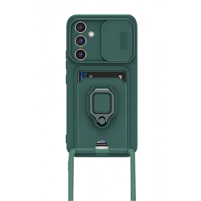 Samsung Galaxy A05S Kılıf Zuma Kartvizitli Yüzüklü Silikon - Yeşil