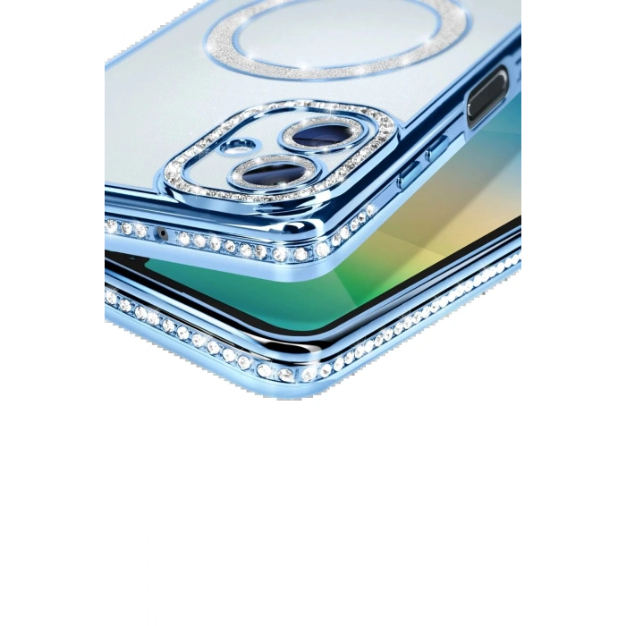 Samsung Galaxy A06 Joke Simli Magneticsafe Kılıf - Mavi