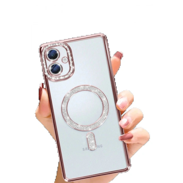 Samsung Galaxy A06 Joke Simli Magneticsafe Kılıf - Pembe