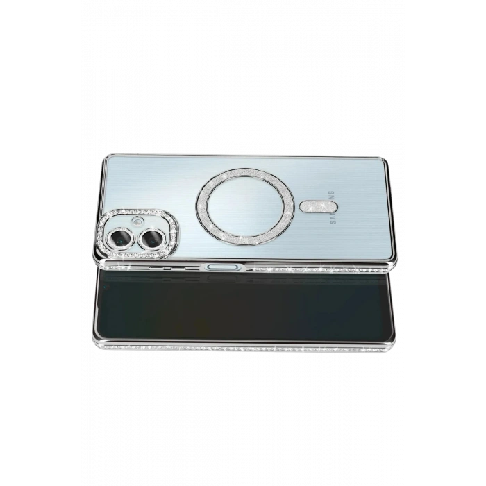 Samsung Galaxy A07 4G Joke Simli Magneticsafe Kılıf - Gümüş