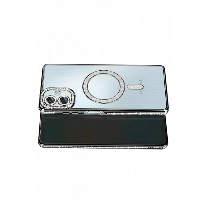 Samsung Galaxy A07 4G Joke Simli Magneticsafe Kılıf - Siyah