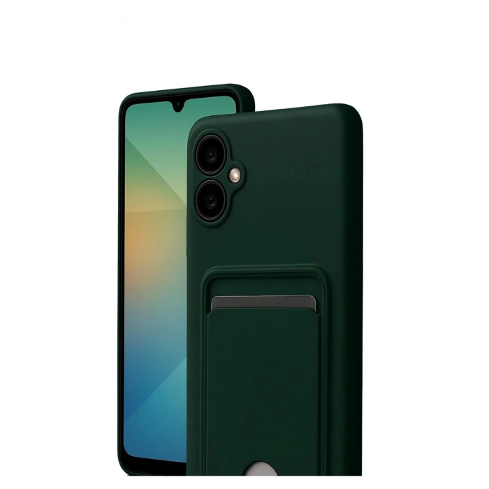 Samsung Galaxy A07 Kelvin Kartvizitli Silikon - Koyu Yeşil