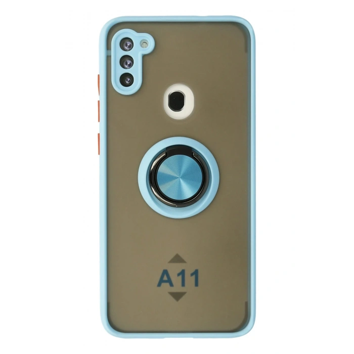 Samsung Galaxy A11 Kılıf Montreal Yüzüklü Silikon Kapak - Buz Mavi